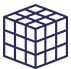 3D cube icon representing Gamma Game adaptive multi-feature programme